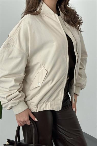 Toptan Bej Parçalı Bomber Ceket