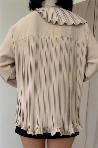 Wholesale Beige Pleated Detailed Jessica Shirt
