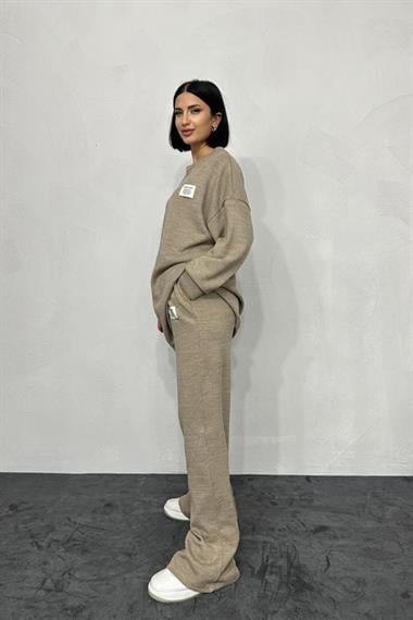 Toptan Bej Salaş Bluz ve Pantolon Takım