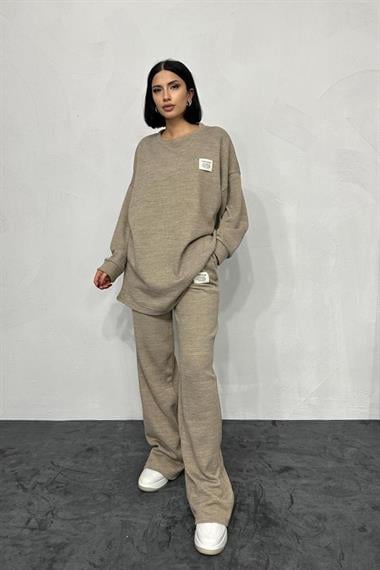 Toptan Bej Salaş Bluz ve Pantolon Takım