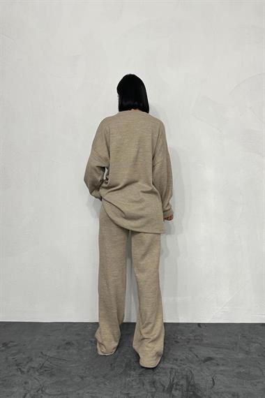 Toptan Bej Salaş Bluz ve Pantolon Takım