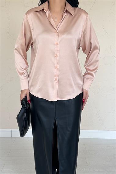 Toptan Bej Saten Gömlek