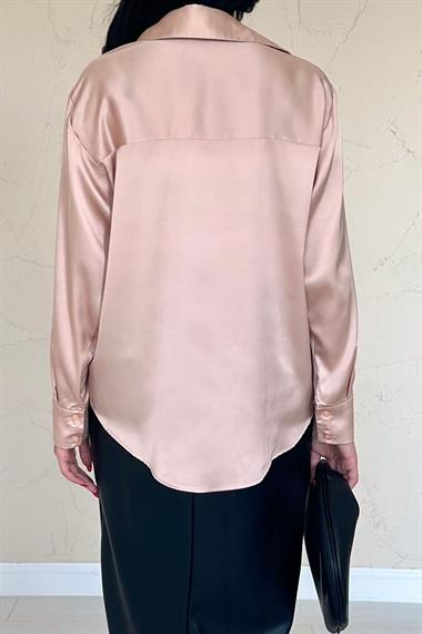 Toptan Bej Saten Gömlek
