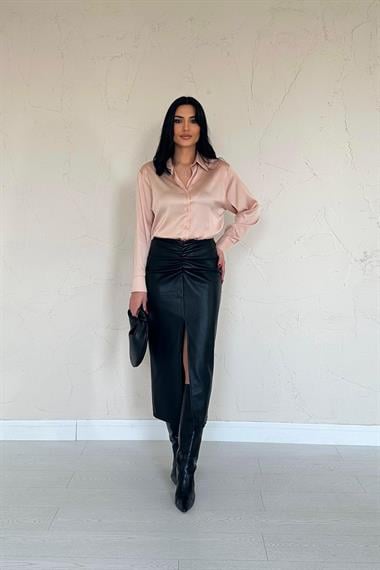 Toptan Bej Saten Gömlek