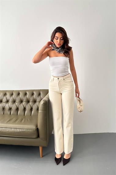 Toptan Bej Straightmania Jeans Pantolon