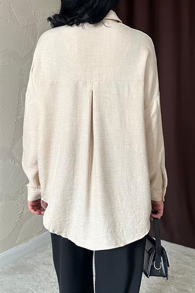 Wholesale Beige Stone Embroidered Shirt