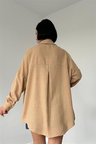 Wholesale Beige Stone Embroidered Shirt