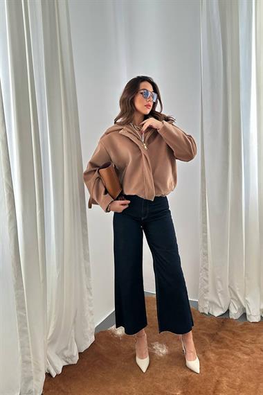 Toptan Bej Tüylü Bomber Ceket