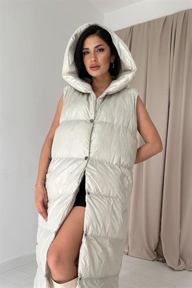 Toptan Bej Yandan Yırtmaçlı Şişme Yelek