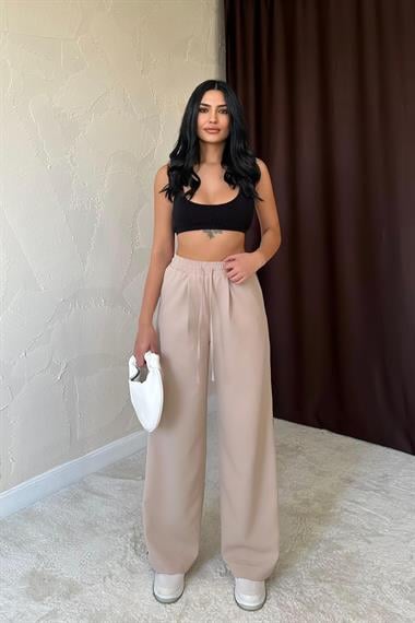Toptan Bej Yanları Şeritli Pantolon