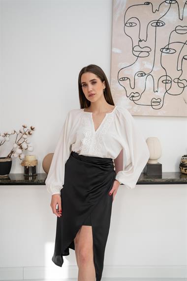 Toptan Beyaz Dantelli Gömlek