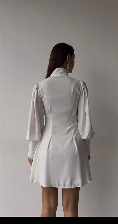 Toptan Beyaz Düğmeli Elbise