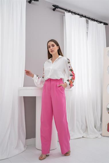 Wholesale White Floral Sleeve Shirt