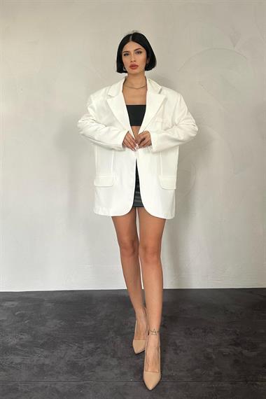 Toptan Beyaz Oversize Ceket