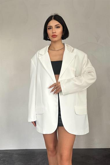 Toptan Beyaz Oversize Ceket