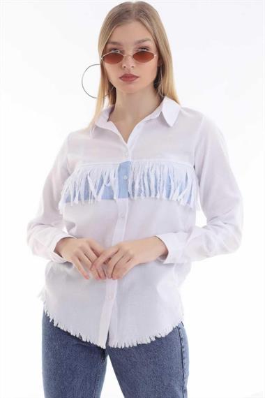 Wholesale White Tassel and Garnish Shirt