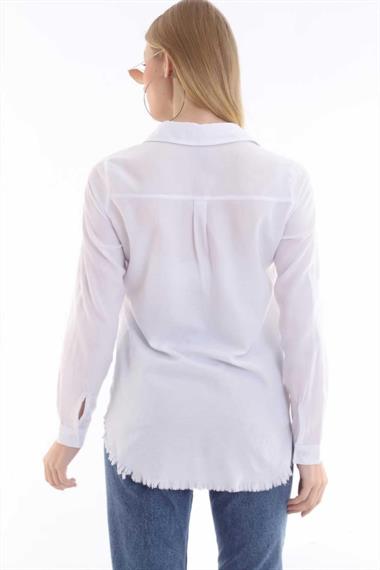 Wholesale White Tassel and Garnish Shirt