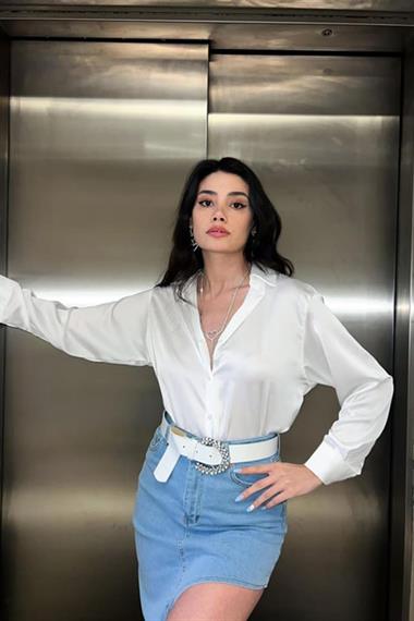 Toptan Beyaz Saten Gömlek