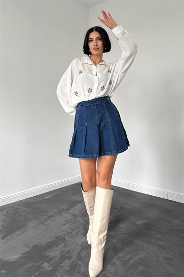 Wholesale White Stone Embroidered Shirt