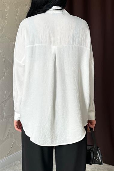Wholesale White Stone Embroidered Shirt