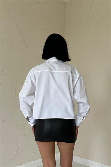 Toptan Beyaz Taş İşlemeli Gömlek