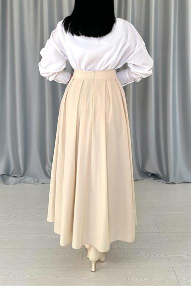 Toptan Beyaz Yaka Detaylı Düğmeli Gömlek