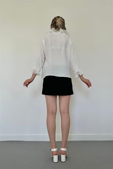 Wholesale White Flounce Collar Shirt