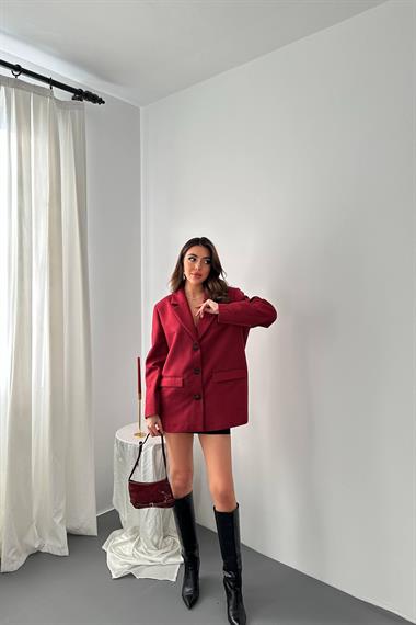 Wholesale Burgundy Blazer Suede Jacket