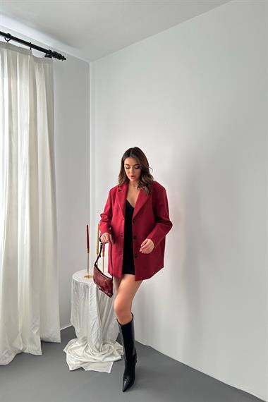 Wholesale Burgundy Blazer Suede Jacket