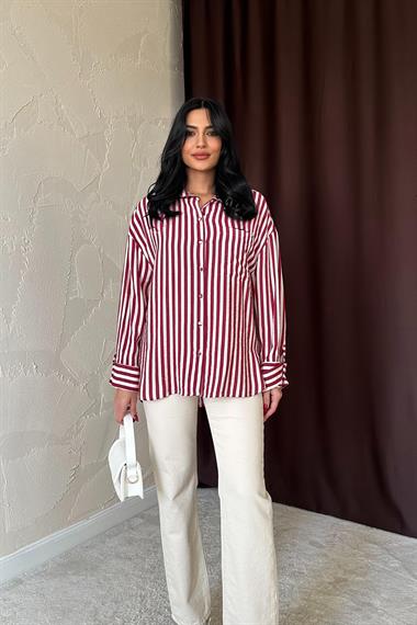 Wholesale Burgundy Striped Shirt