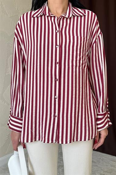 Wholesale Burgundy Striped Shirt