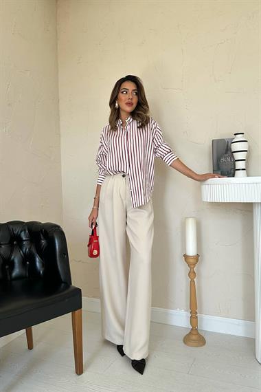 Toptan Bordo Çizgili Gömlek