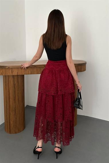 Toptan Bordo Dantelli Kat Kat Etek