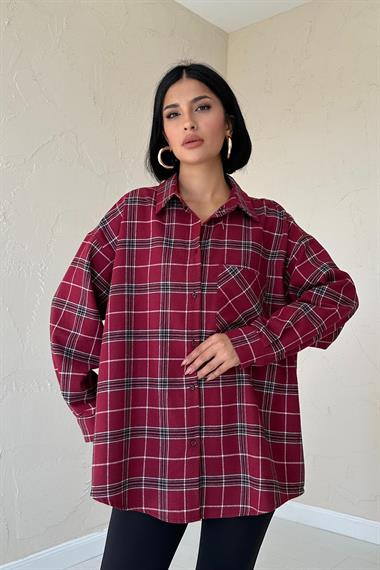 Wholesale Burgundy Plaid Shirt