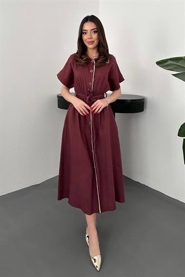 Toptan Bordo Gömlek Elbise
