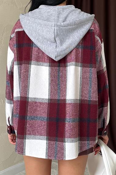 Wholesale Burgundy Hooded Lumberjack Shirt