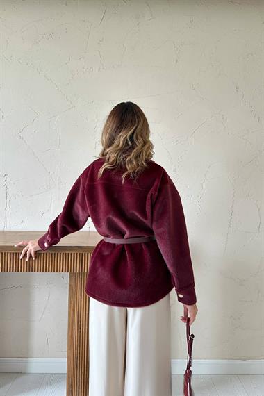 Toptan Bordo Kaşe Gold Düğmeli Gömlek