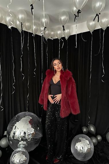 Toptan Bordo Kürk Montlu Ceket