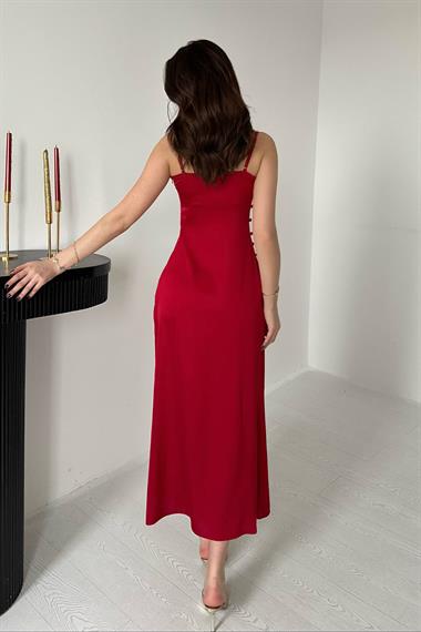 Toptan Bordo Puantiyeli Elbise