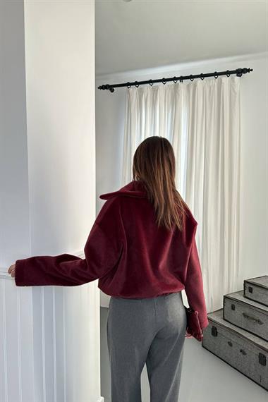 Toptan Bordo Tüylü Bomber Ceket