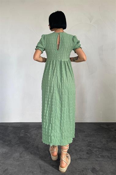 Toptan Çağla Gofre Elbise