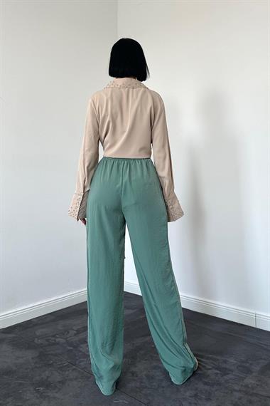 Toptan Çağla Kuşaklı Pantolon