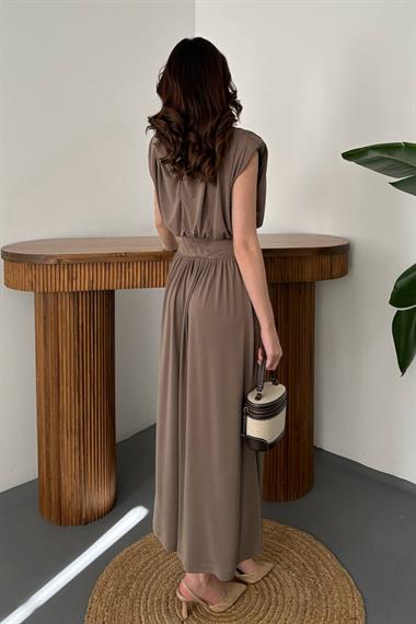 Toptan Camel Etekli Tulum Elbise