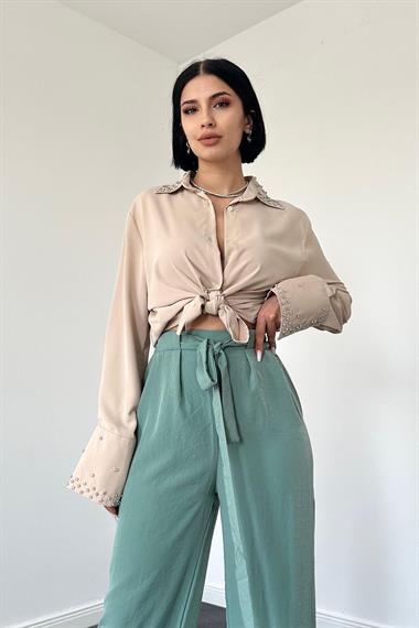 Wholesale Camel Jessica Stone Wide Cuffed Shirt