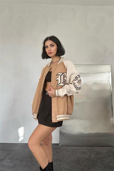 Toptan Camel Nakışlı Kolej Ceket
