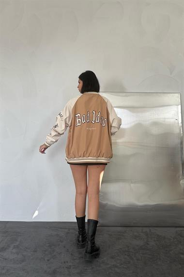 Toptan Camel Nakışlı Kolej Ceket