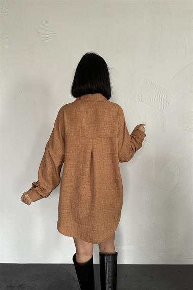 Wholesale Camel Stone Embroidered Shirt