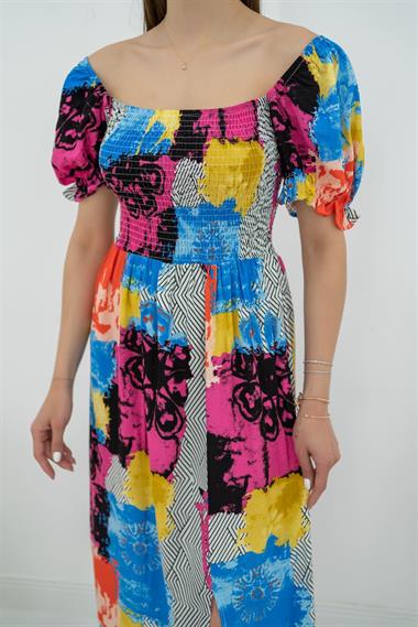 Toptan Desenli Desenli Elbise