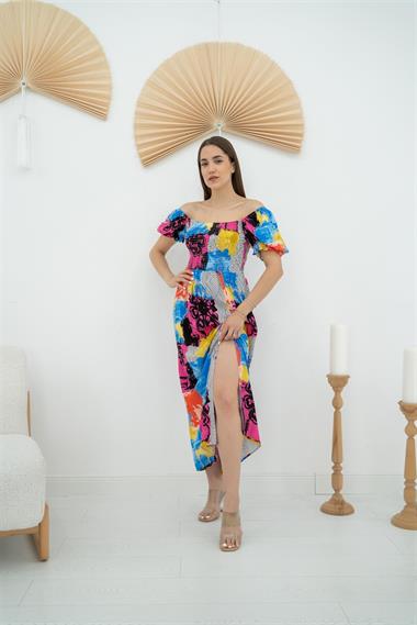 Toptan Desenli Desenli Elbise