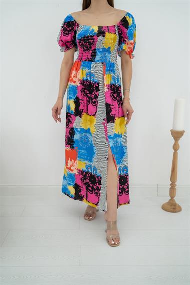 Toptan Desenli Desenli Elbise